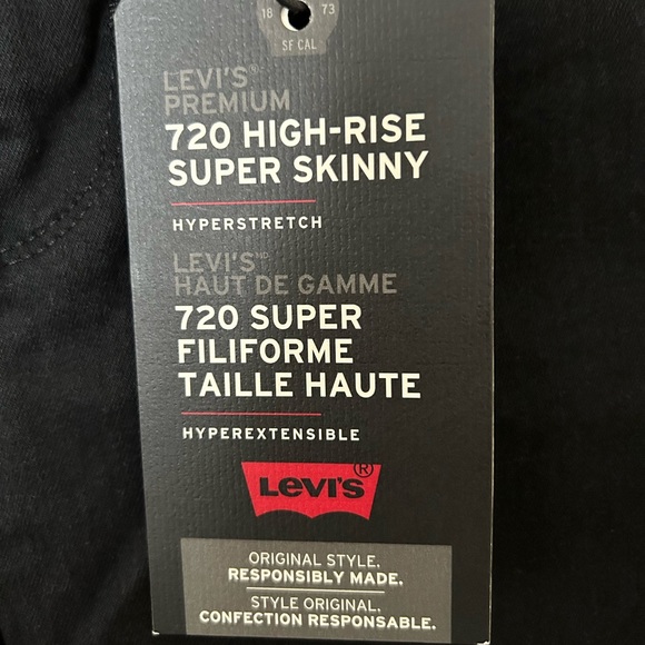 Levis 720 high-rise super skinny NWT black 30/32 - Picture 2 of 6